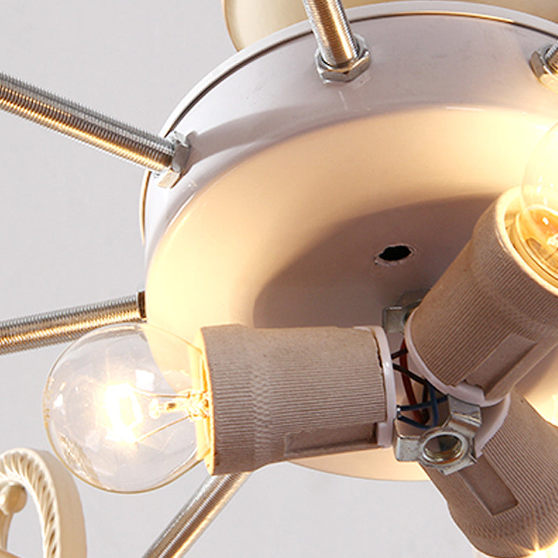 Lustre suspendu en vitrail de style baroque avec 8/11 lumières en blanc/bleu, disponible en largeur de 31,5"/37,5"
