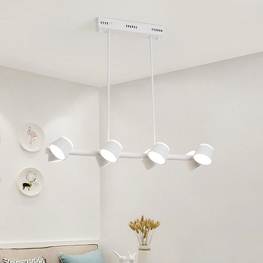 Simple Style Metal Linear Pendant Light Fixture - 8 Lights, White Color, Ceiling Hanging Design