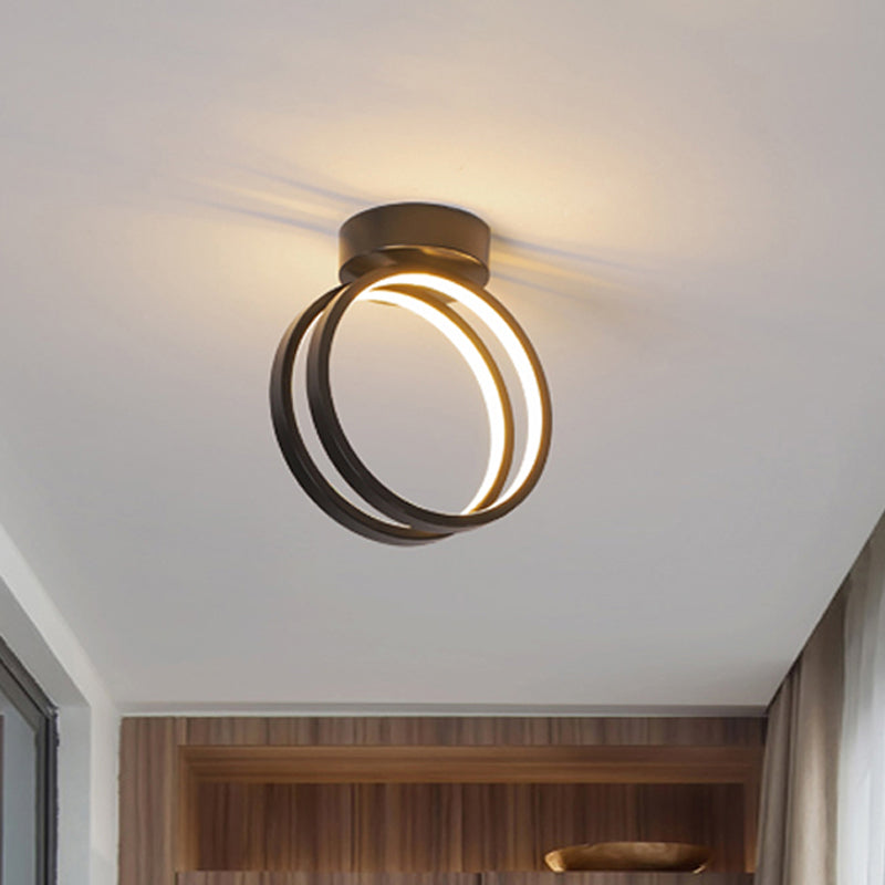 Minimalist Black/White LED Flush Mount Ceiling Light with Warm/White/3 Color Lighting