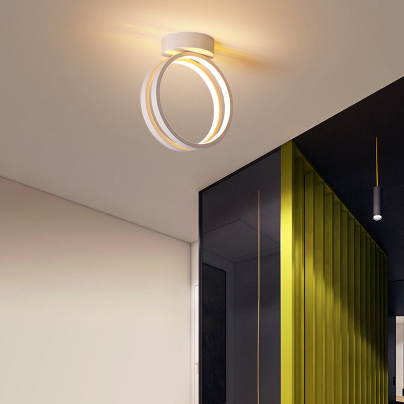 Minimalist Black/White LED Flush Mount Ceiling Light with Warm/White/3 Color Lighting