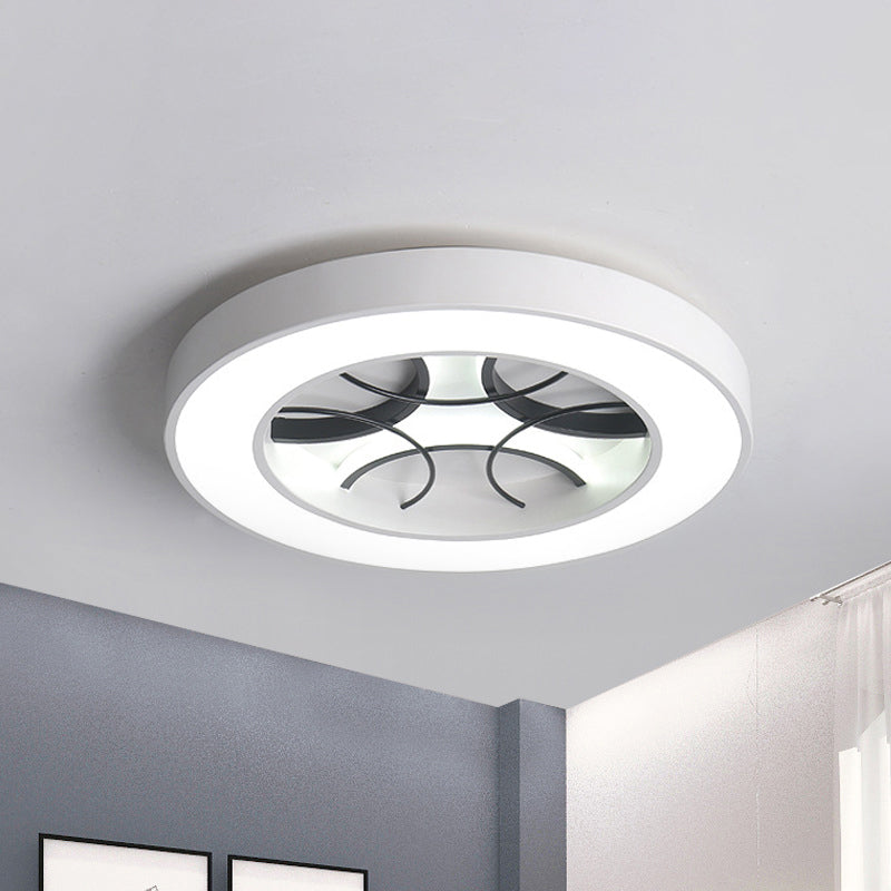 16"/19.5" Modern White LED Flush Light Fixture - Round Metal Ceiling Lamp with Warm/White/3 Color Light