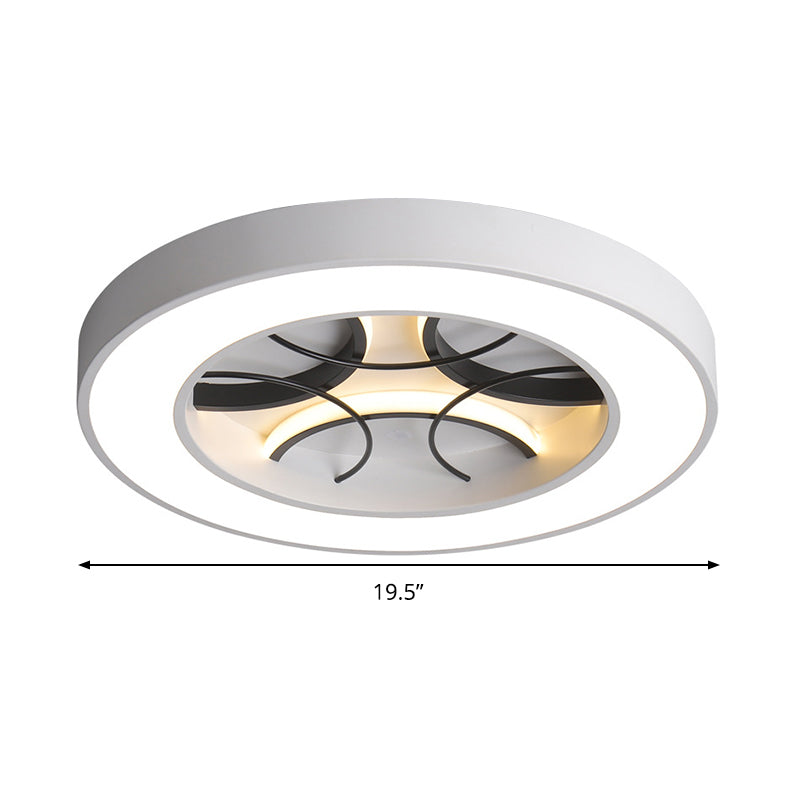 16"/19.5" Modern White LED Flush Light Fixture - Round Metal Ceiling Lamp with Warm/White/3 Color Light
