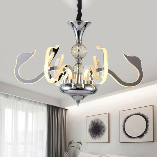 Lustre à col de cygne en acrylique à LED argenté : luminaire contemporain