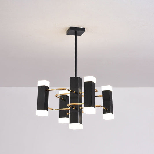 Lustre suspendu moderne noir Sputnik avec 4/8 têtes en 2 options de couleur