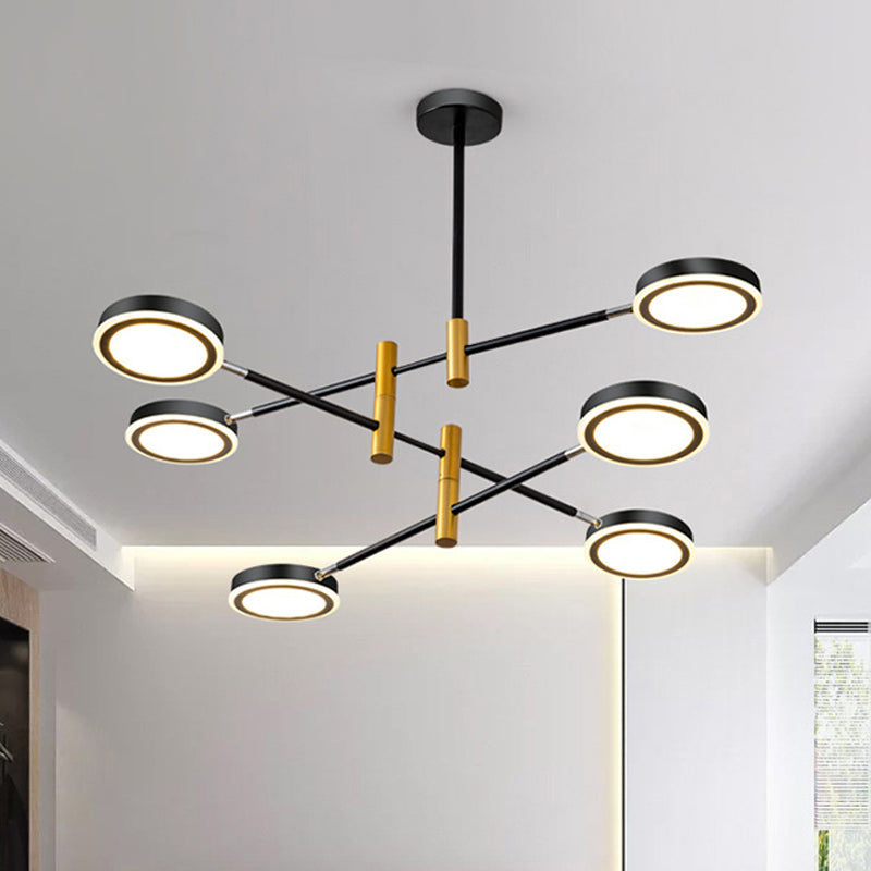 Lustre moderne en métal en forme d'étoile - 4/6 têtes, finition or blanc/noir, lumière chaude/blanche