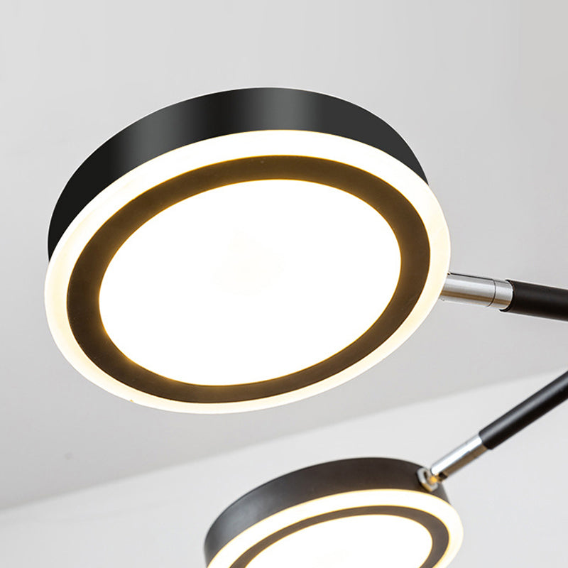 Lustre moderne en métal en forme d'étoile - 4/6 têtes, finition or blanc/noir, lumière chaude/blanche