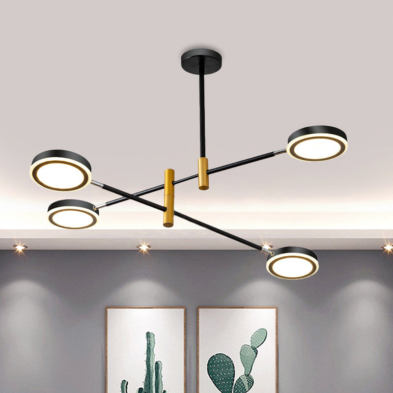 Lustre moderne en métal en forme d'étoile - 4/6 têtes, finition or blanc/noir, lumière chaude/blanche