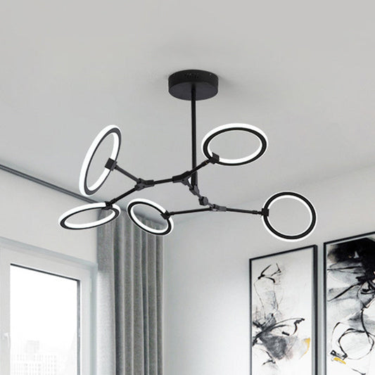 Lustre suspendu contemporain en métal à 5 ​​lumières en noir