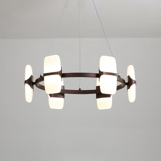 Modern Metal Coffee Hanging Chandelier - 26"/30" Wide Circular Pendant Light Kit with 8 Lights