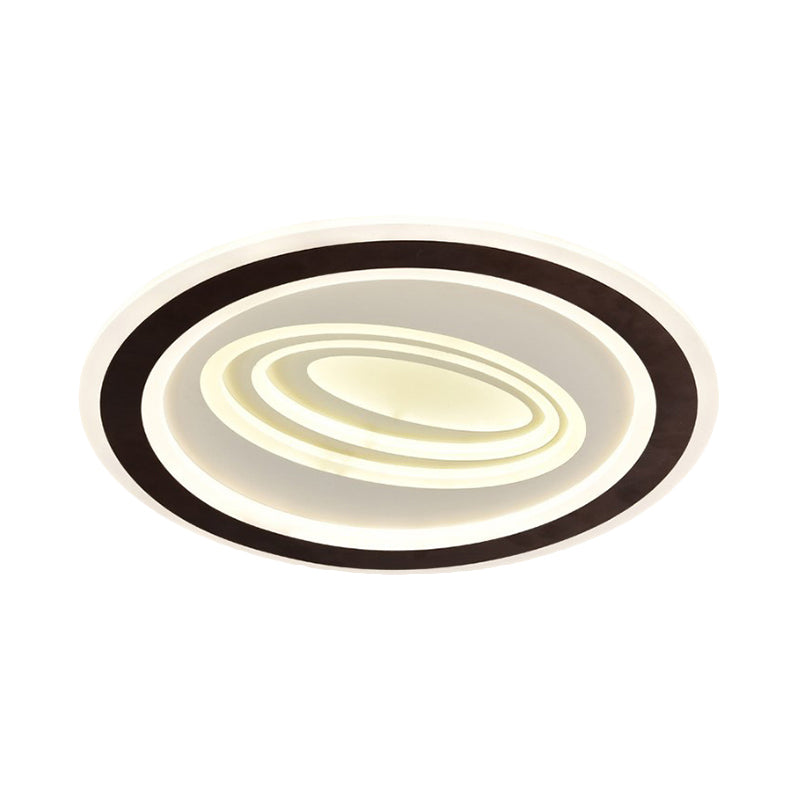 Modern Flush Mount Ceiling Light with Acrylic LED, Black & White, 3-Gear Settings