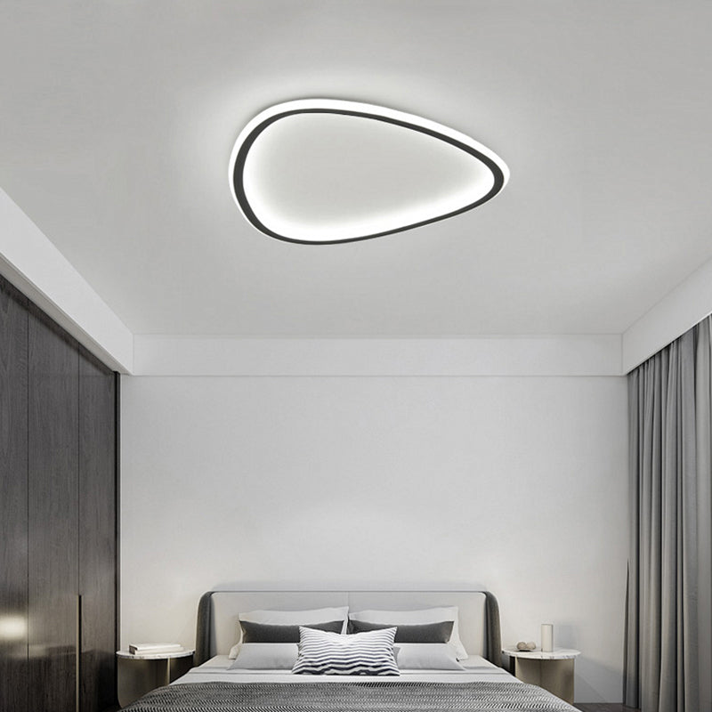 Minimalist Black LED Teardrop Metal Ceiling Light - Warm/White/3 Color Options - 15"/19" Width