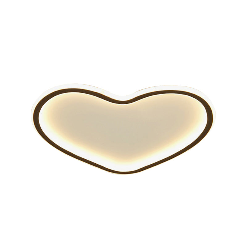 Minimal Love Shape Ceiling Flush Mount Light - Black LED Bedroom Flushmount in Warm/White with 3 Color Light Options