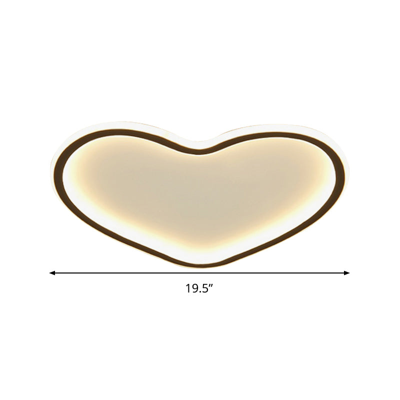 Minimal Love Shape Ceiling Flush Mount Light - Black LED Bedroom Flushmount in Warm/White with 3 Color Light Options
