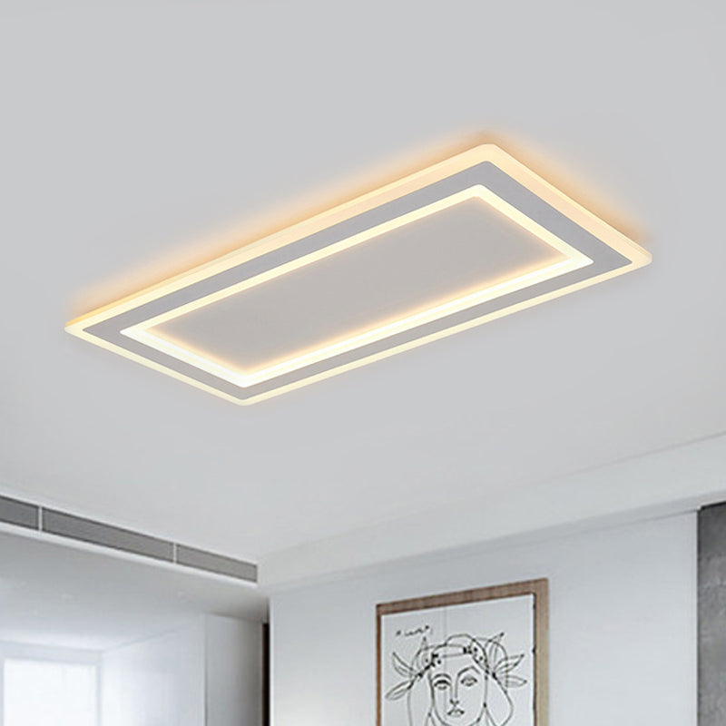 Modern Flush Mount Ceiling Light with Thin Acrylic Frame - Warm/White LED Indoor Lighting