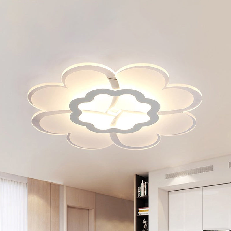 Modern 16"/19.5" White LED Flower Flush Mount Ceiling Lamp with 3 Light Color Options