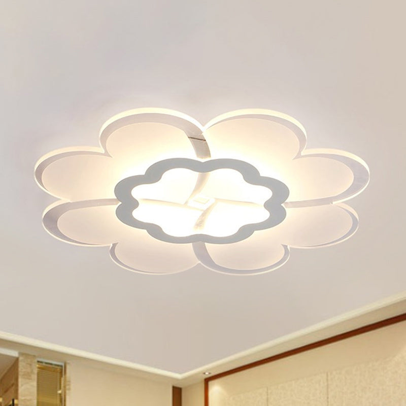 Modern 16"/19.5" White LED Flower Flush Mount Ceiling Lamp with 3 Light Color Options