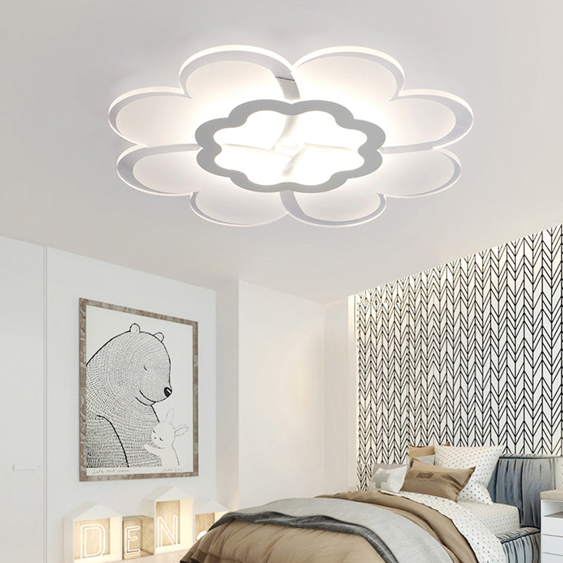 Modern 16"/19.5" White LED Flower Flush Mount Ceiling Lamp with 3 Light Color Options