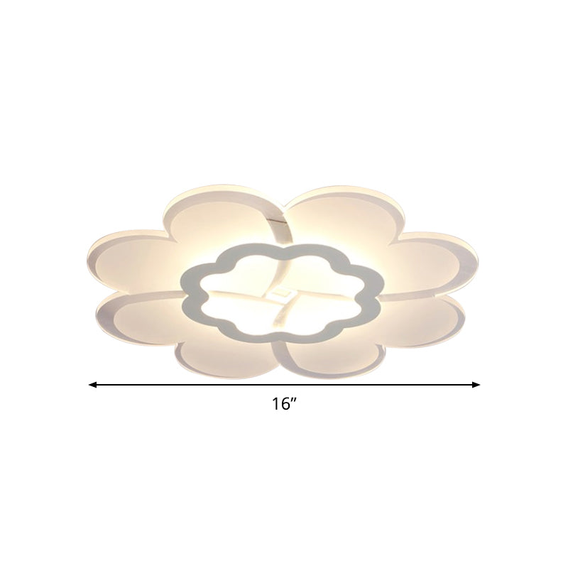 Modern 16"/19.5" White LED Flower Flush Mount Ceiling Lamp with 3 Light Color Options