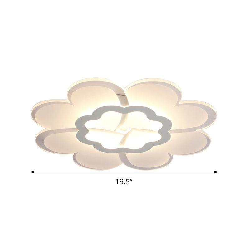 Modern 16"/19.5" White LED Flower Flush Mount Ceiling Lamp with 3 Light Color Options