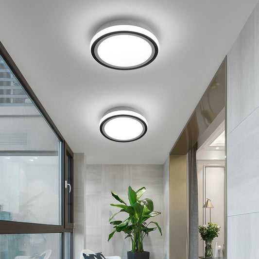 Minimalist Black LED Corridor Ceiling Flush Light with Versatile Metal Shade in White/3 Color Light Options