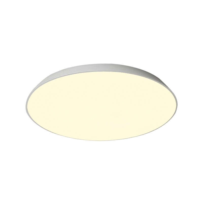 Contemporary LED Metallic Flush Mount Light - White Tray Ceiling Lamp for Bedroom (16.5"/20.5"/24.5" Dia)