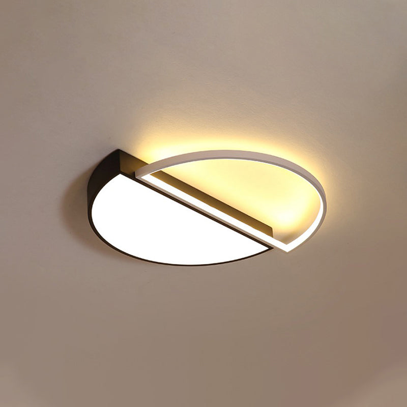 Modern Splicing Flush Mount LED Ceiling Light in Black/White with Dimming Control - 18"/21.5" W