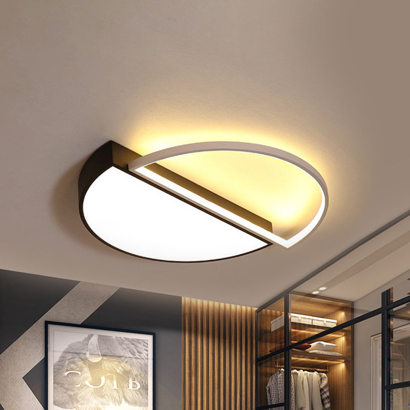 Modern Splicing Flush Mount LED Ceiling Light in Black/White with Dimming Control - 18"/21.5" W