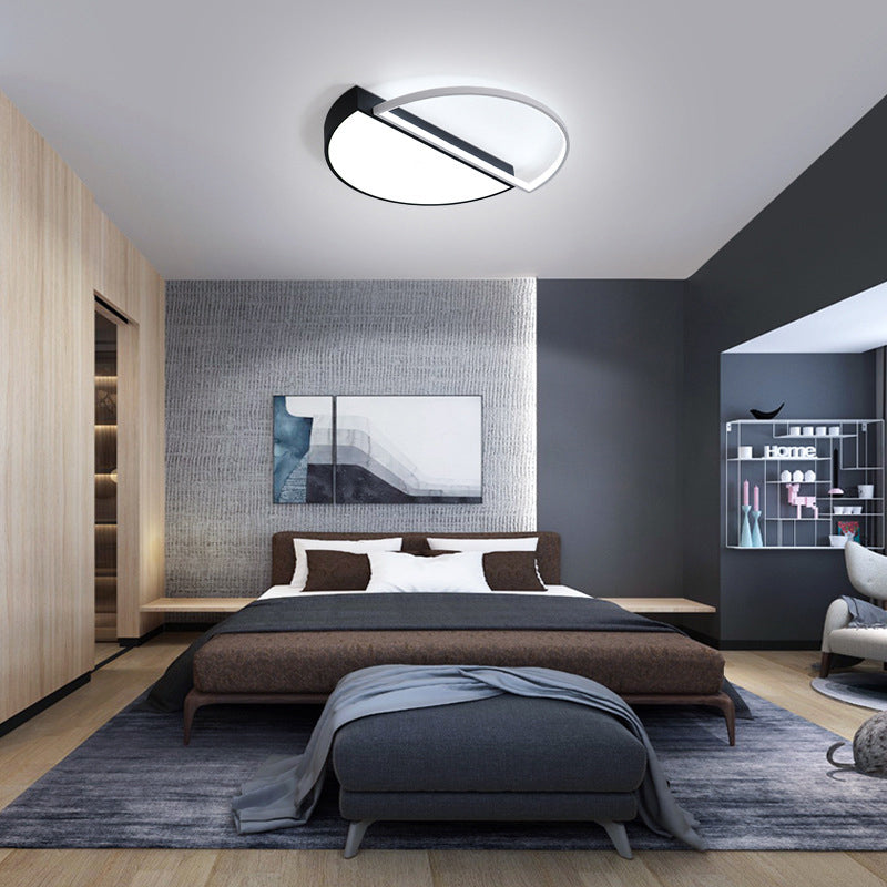 Modern Splicing Flush Mount LED Ceiling Light in Black/White with Dimming Control - 18"/21.5" W