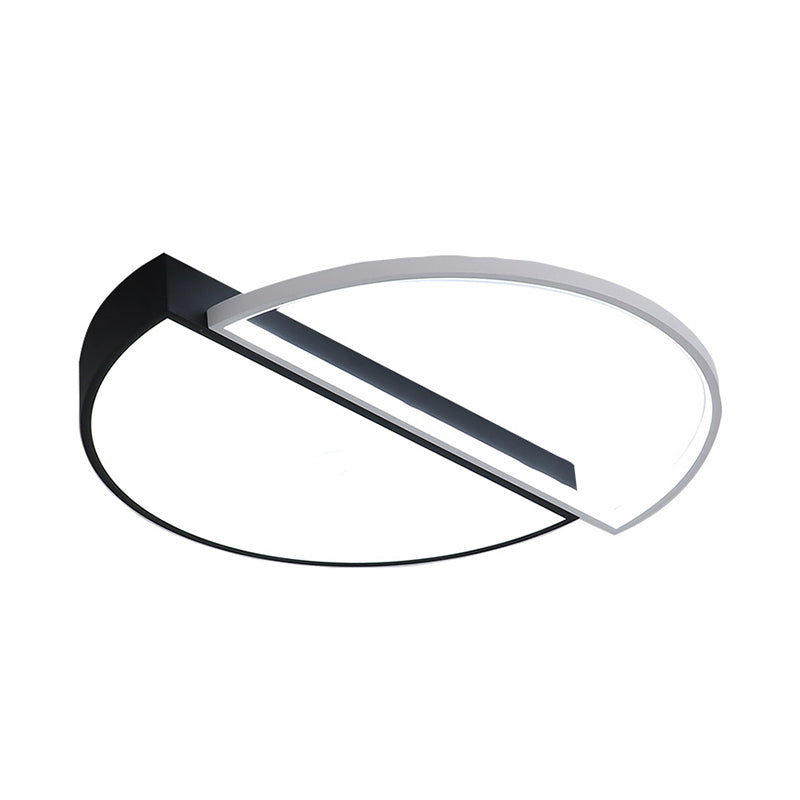 Modern Splicing Flush Mount LED Ceiling Light in Black/White with Dimming Control - 18"/21.5" W