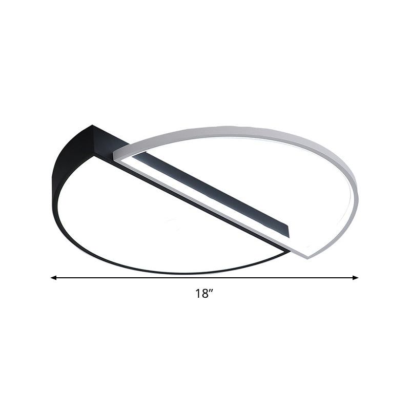 Modern Splicing Flush Mount LED Ceiling Light in Black/White with Dimming Control - 18"/21.5" W