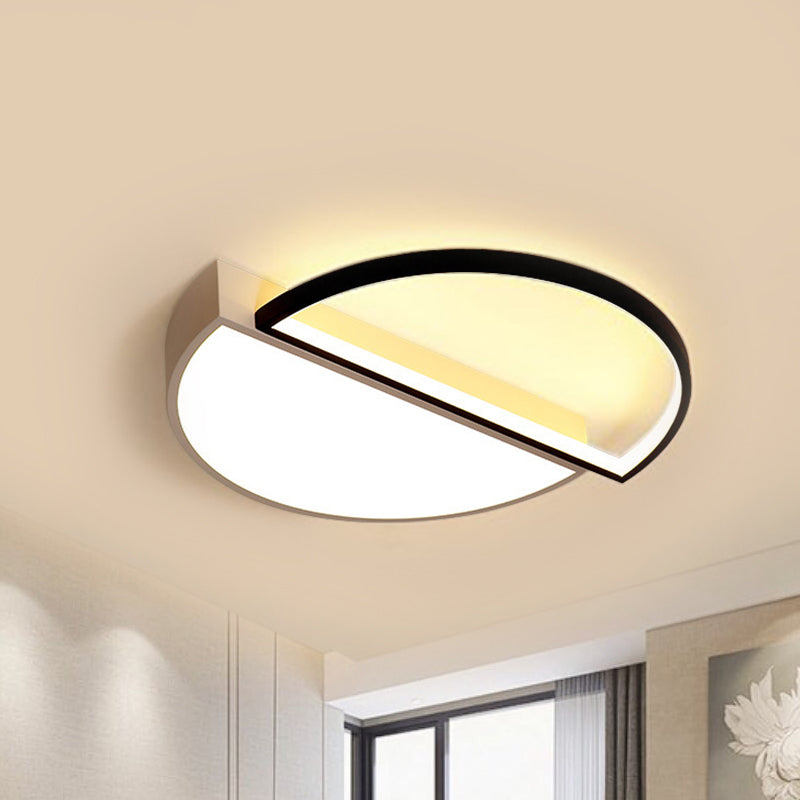 Modern Splicing Flush Mount LED Ceiling Light in Black/White with Dimming Control - 18"/21.5" W