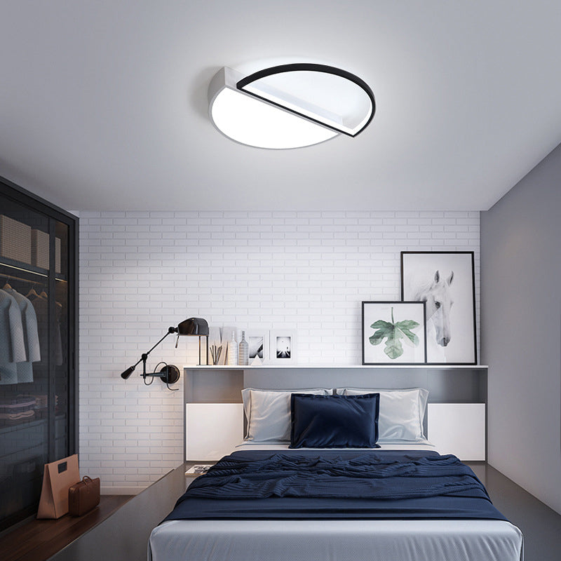 Modern Splicing Flush Mount LED Ceiling Light in Black/White with Dimming Control - 18"/21.5" W