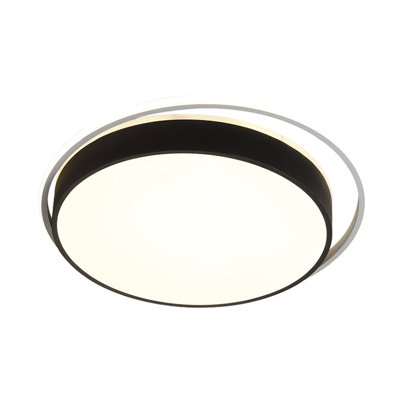 Round Flush Mount LED Ceiling Light in Simple Acrylic Design - Black/Gold Finish - Remotely Dimmable - 10"/18"/21.5" Width - Warm/White Light Options