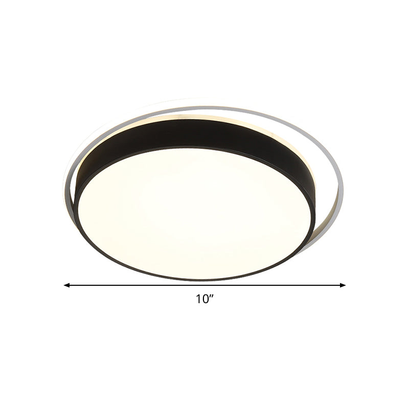 Round Flush Mount LED Ceiling Light in Simple Acrylic Design - Black/Gold Finish - Remotely Dimmable - 10"/18"/21.5" Width - Warm/White Light Options