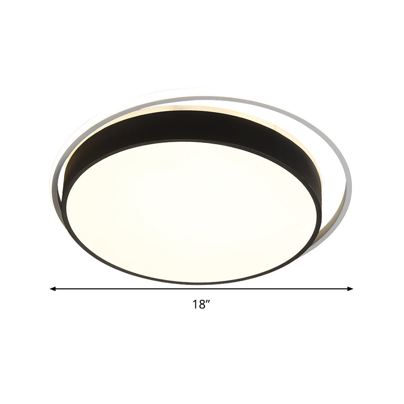 Round Flush Mount LED Ceiling Light in Simple Acrylic Design - Black/Gold Finish - Remotely Dimmable - 10"/18"/21.5" Width - Warm/White Light Options