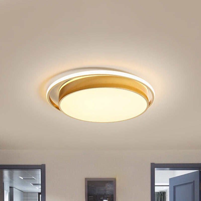 Round Flush Mount LED Ceiling Light in Simple Acrylic Design - Black/Gold Finish - Remotely Dimmable - 10"/18"/21.5" Width - Warm/White Light Options