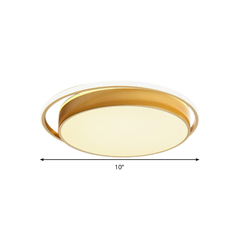 Round Flush Mount LED Ceiling Light in Simple Acrylic Design - Black/Gold Finish - Remotely Dimmable - 10"/18"/21.5" Width - Warm/White Light Options