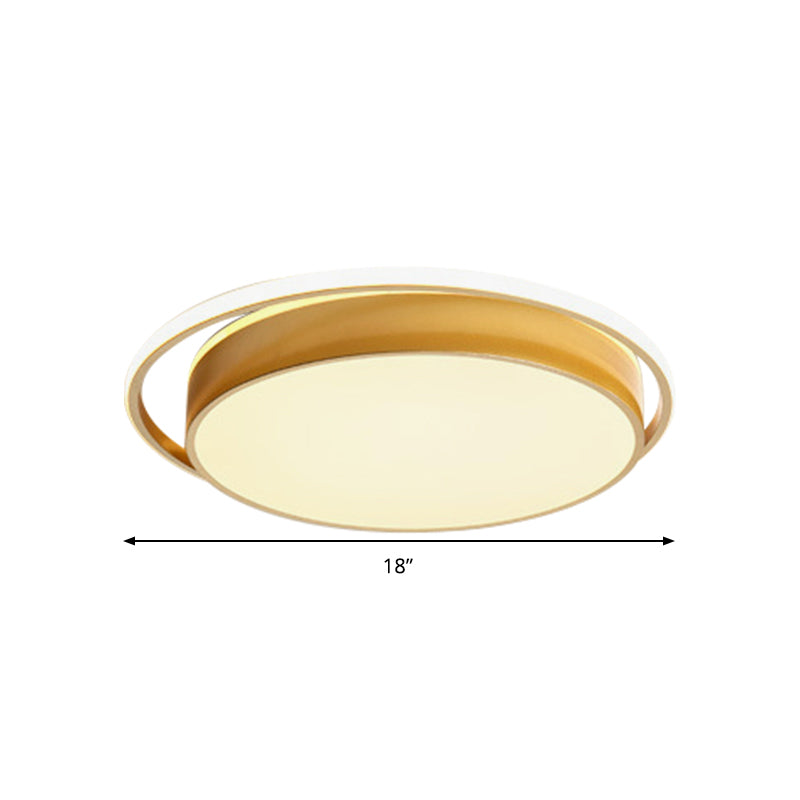 Round Flush Mount LED Ceiling Light in Simple Acrylic Design - Black/Gold Finish - Remotely Dimmable - 10"/18"/21.5" Width - Warm/White Light Options