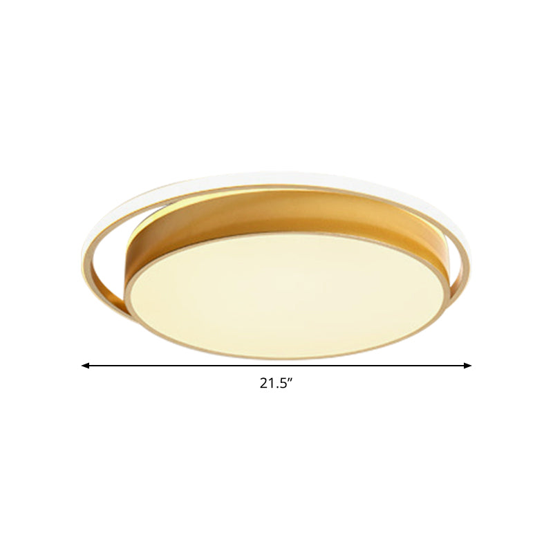 Round Flush Mount LED Ceiling Light in Simple Acrylic Design - Black/Gold Finish - Remotely Dimmable - 10"/18"/21.5" Width - Warm/White Light Options