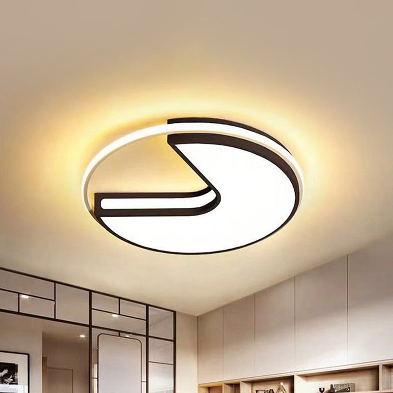 Modern LED Flush Light in Black & White - Big Mouth Design, 16"/19.5" Width, Warm & White Light Options