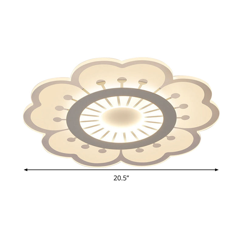 Contemporary Acrylic Led Flush Mount Ceiling Fixture - Flower Design 16.5/20.5 Wide White