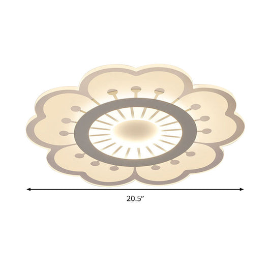 Contemporary Acrylic Led Flush Mount Ceiling Fixture - Flower Design 16.5/20.5 Wide White