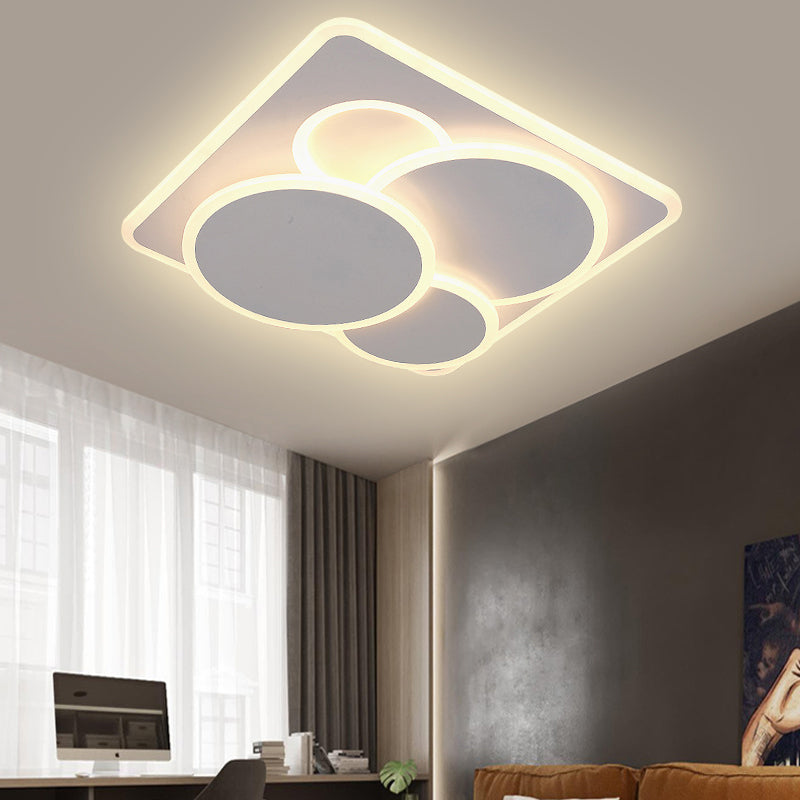 Modern Geometric Flush Mount LED Ceiling Light in Warm/White Acrylic