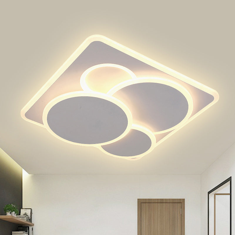Modern Geometric Flush Mount LED Ceiling Light in Warm/White Acrylic