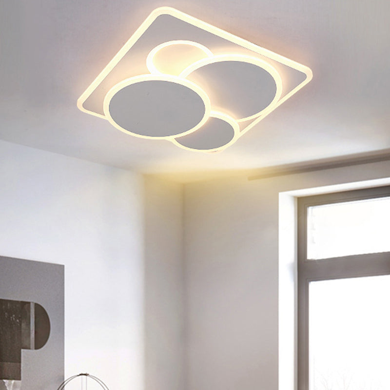Modern Geometric Flush Mount LED Ceiling Light in Warm/White Acrylic