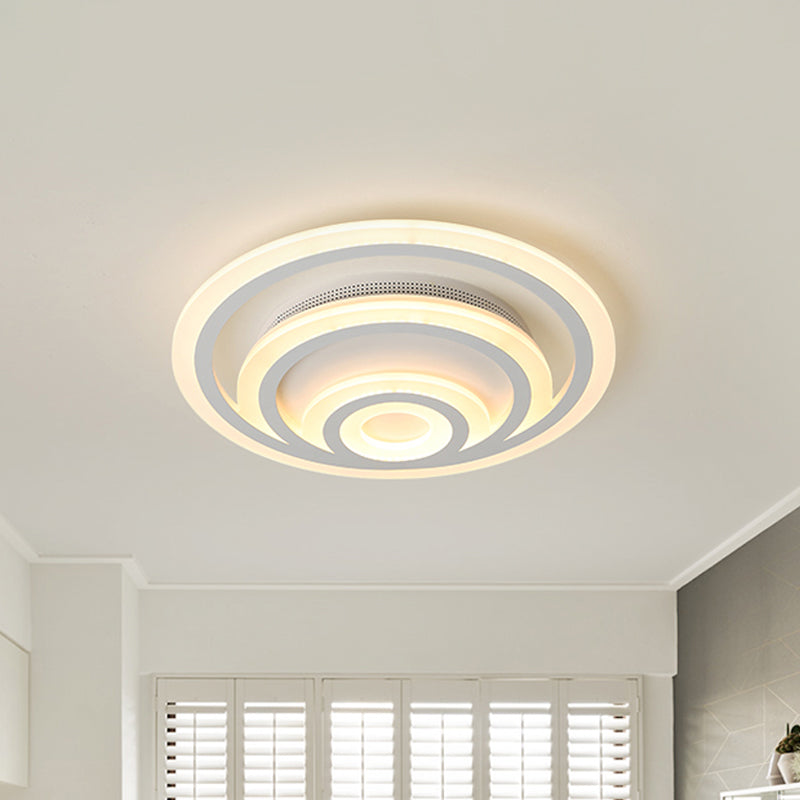 16"/19.5" Wide Ripple Acrylic Flush Mount LED Ceiling Light, Minimalist White, Warm/White/3-Color Lighting
