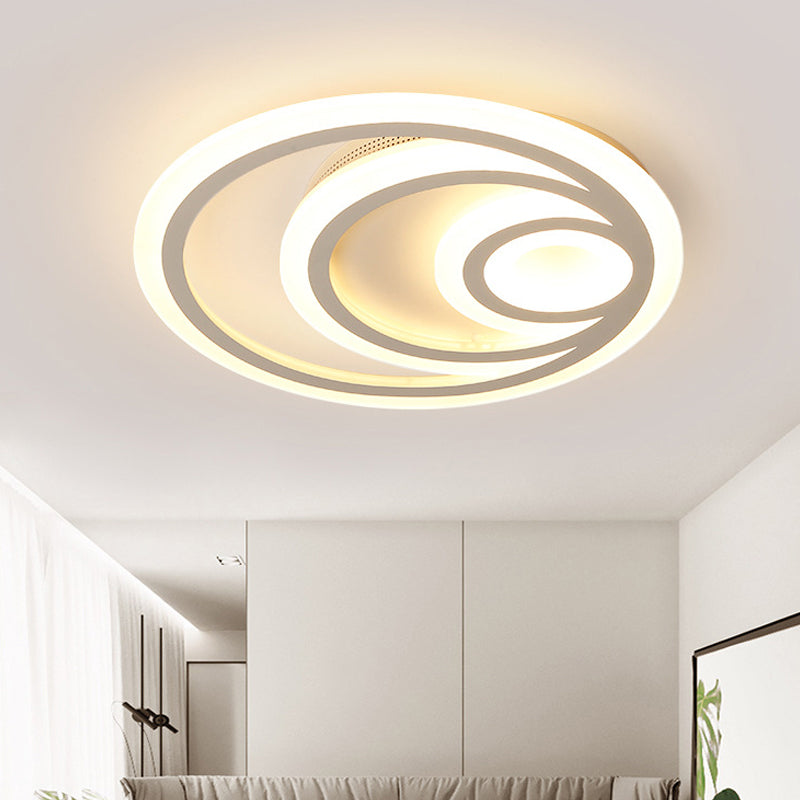 16"/19.5" Wide Ripple Acrylic Flush Mount LED Ceiling Light, Minimalist White, Warm/White/3-Color Lighting