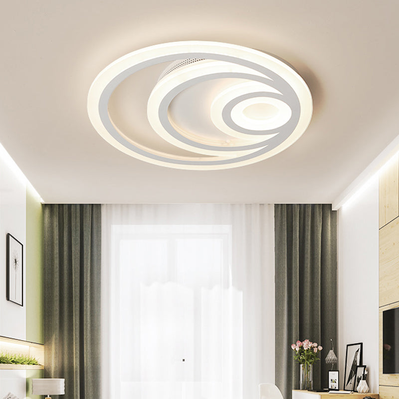 16"/19.5" Wide Ripple Acrylic Flush Mount LED Ceiling Light, Minimalist White, Warm/White/3-Color Lighting