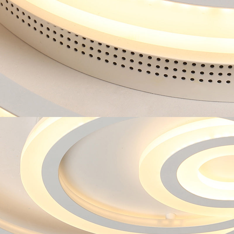 16"/19.5" Wide Ripple Acrylic Flush Mount LED Ceiling Light, Minimalist White, Warm/White/3-Color Lighting