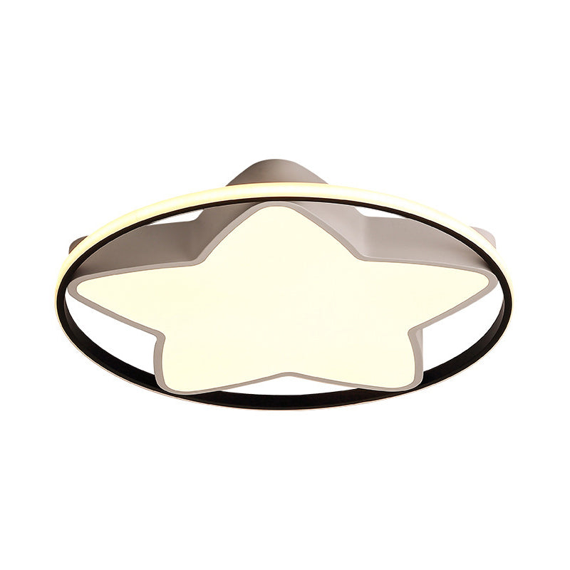 Contemporary Metal Five-Pointed Star Ceiling Light in Black & White - 19.5"/23.5" Wide LED Flush Mount Lamp with Warm/White/3 Color Light Options